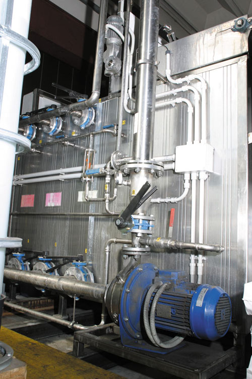 Microfiltration plant for washing pipes
